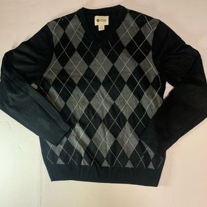 Haggar Clothing Men’s Black/Gray Argyle Sweater L